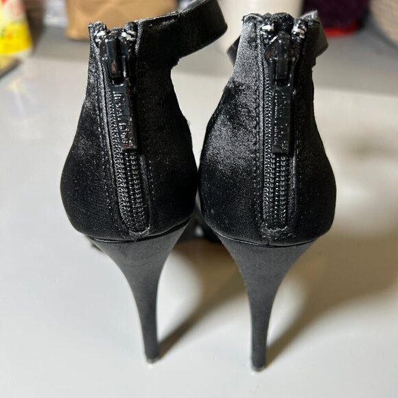 Michael Antonio Black Silver Sparkling Gem Bling Stiletto Heels Ankle Strap Sz 7 - Picture 6 of 12